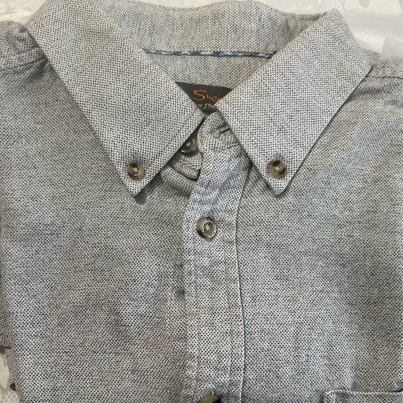 Ben Sherman Shirt Mens Large Button Down Light Gray  100% Cotton Long Sleeve - Picture 1 of 10